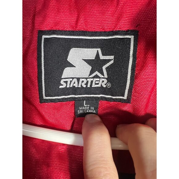 Vintage Starter Men’s LG Red Black Half-Zip Pullover Windbreaker Jacket Nylon - Picture 4 of 5